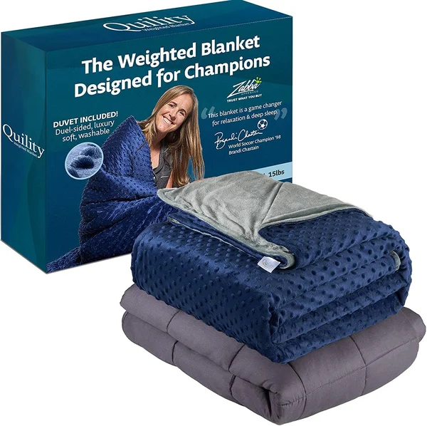 Quility Kids & Adults Weighted Blanket, 86 inchx92 inch, 20 lbs, Navy Blue, Size: 86x92; 20 lbs