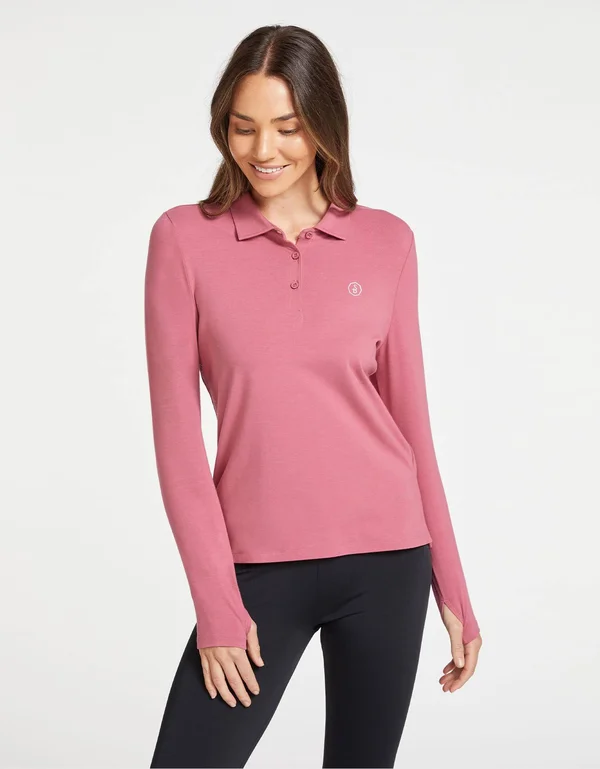 Long Sleeve Sun Protective Polo Shirt for Women UPF50+, Sun Shirt Black