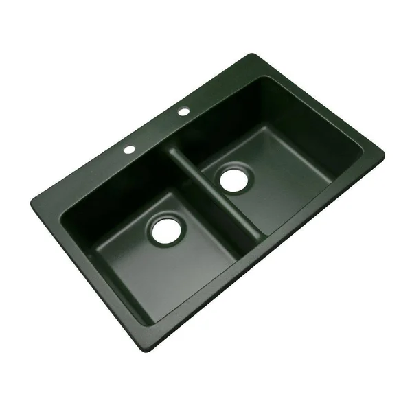 Mont Blanc Waterbrook Dual Mount Composite Granite 33 in. 2-Hole Double Bowl Kitchen Sink in Emerald, Green 79245Q