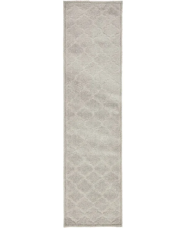 Unique Loom Traditional Trellis Shag Runner Rug - 2& 7 x 10& - Gray