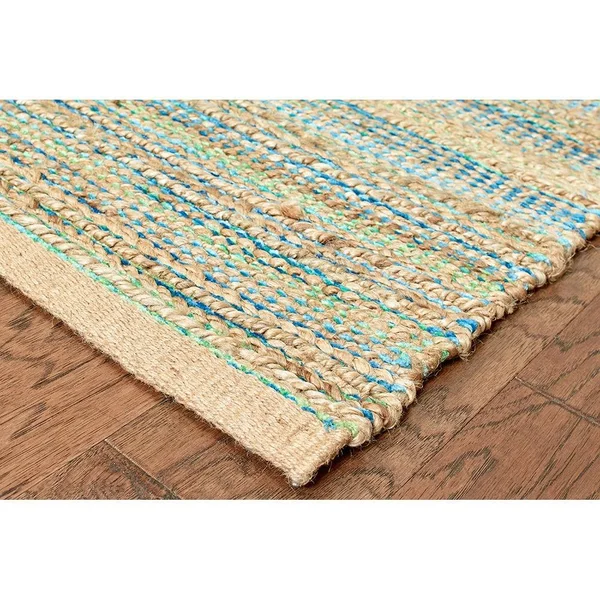 LR Resources NATUR03313BGN90C0 9 x 12 ft. Natural Fiber Rectangle Area Rug Blue & Green