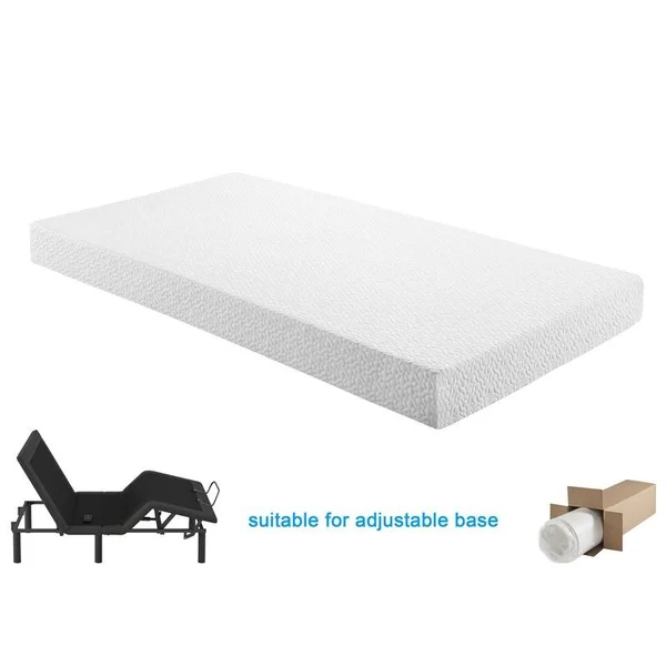 Lexicon Aaro 8x22 Modern Polyurethane Gel Memory Twin Mattress in White