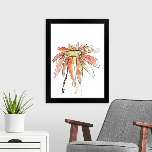 Red Modern Botanical, Black Framed Wall Art, 18x24, Great Big Canvas