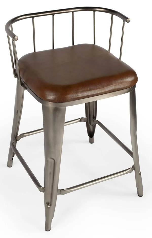 Butler Coriander Iron & Leather Counter Stool