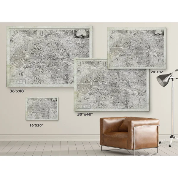 WexfordHome &Parisian Sketch Map II& Graphic Art Print on Wrapped Canvas - Size: 30x22 H x 40x22 W x 1.5x22 D