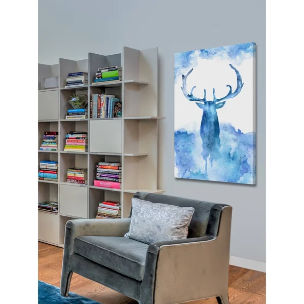 Marmont Hill - Blue Moose Painting Print on Wrapped Canvas, Blue