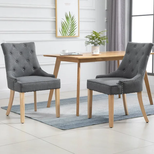 Homcom 2 Piece Fabric Dining Chairs Set Leisure Padded Accent