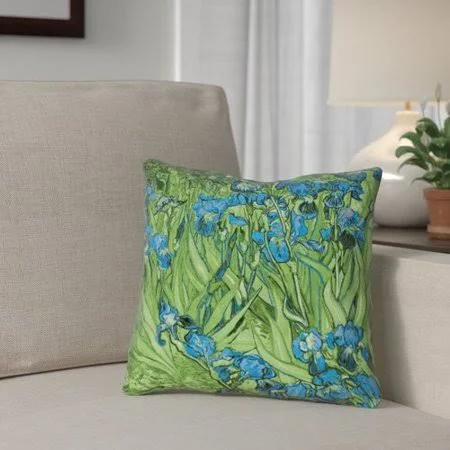 Red Barrel Studio Morley Irises 100pct Cotton Throw Pillow - Green