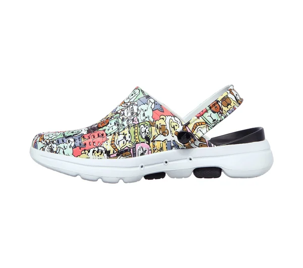 Skechers Women's Foamies Go Walk 5-Dog Lover Clog, Black/Multi, 8
