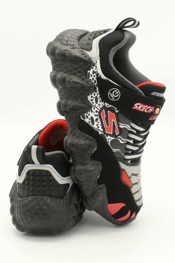 Skechers S Lights: Skech-O-Saurus Lights Black/Red - Size 2.0