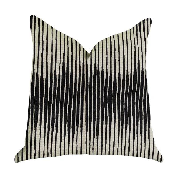 Plutus 20x22 x 36x22 Black Crystal Luxury Throw Pillow in Black and Beige Tones