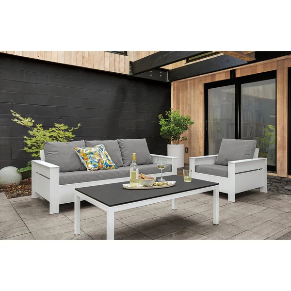 Room & Board, Modern Parsons Outdoor Coffee Table w/ 1x22 Leg 18d 18W 16h in Orange, Orange Recycled HDPE Top w/ Ocean Blu