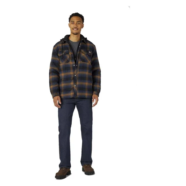 Dickies Men's Relaxed Fleece Hooded Flannel Shirt Jacket