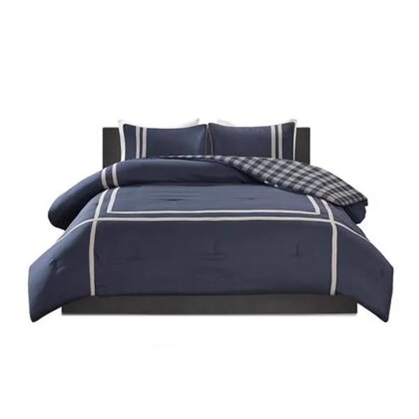 Intelligent Design Oxford Reversible Comforter Set - Navy - Full/Queen