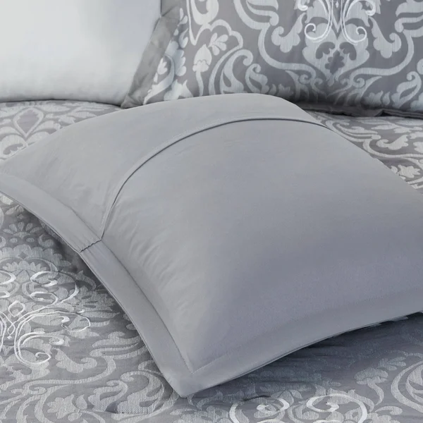 Madison Park Flourish 8 Piece Jacquard Comforter Set Gray, Cal King