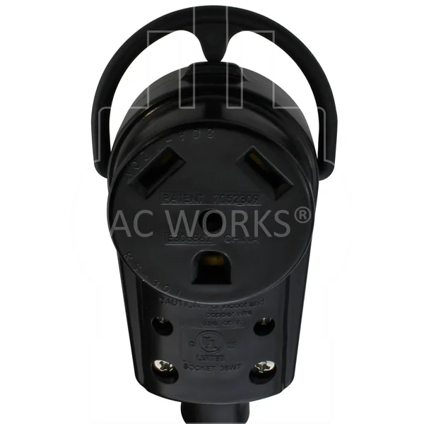 AC Works 100 ft. 30 Amp 125-Volt NEMA TT-30 RV Rubber Extension Cord with Handle - Black