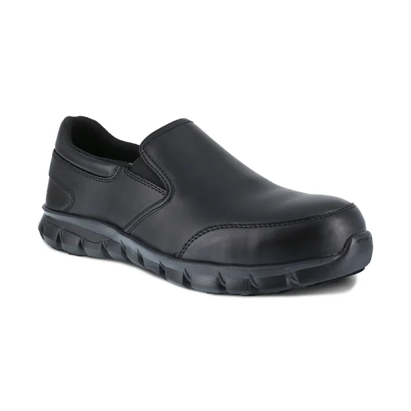 Men's Reebok Work Sublite Cushion Work RB4036 Slip-On - Adult, Size: 8.5, Black Leather