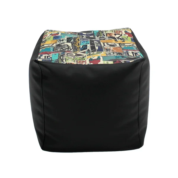 Factory Direct Partners Limited Edition Square Pouf - Black/Chaos Kickflip