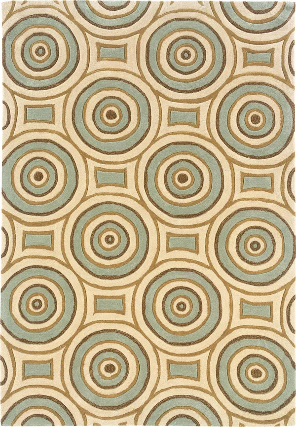 Linon Trio Area Rug - Cream, Aqua, Size: 8 x 10 ft.