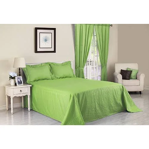 Solid Plisse Bedspread Queen Blue