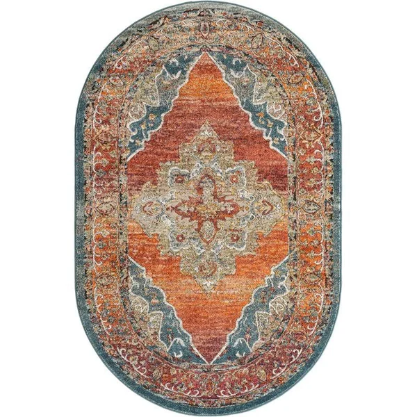 Unique Loom Isabella Rossellini Area Rug (5& 0 x 8& 0 Oval - Rust Red)