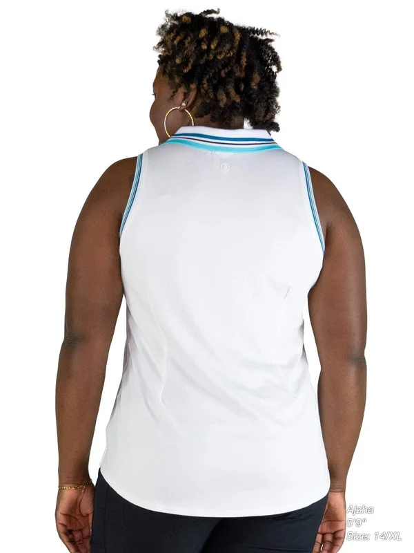 Jofit Women's Cutaway Rib Trim Polo Shirt in White Size X-Small