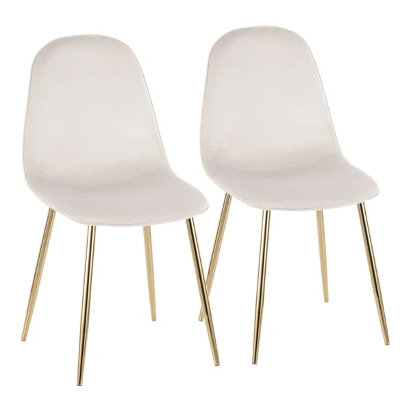 Pebble Chair - Set of 2 - Gold Steel, Cream Velvet