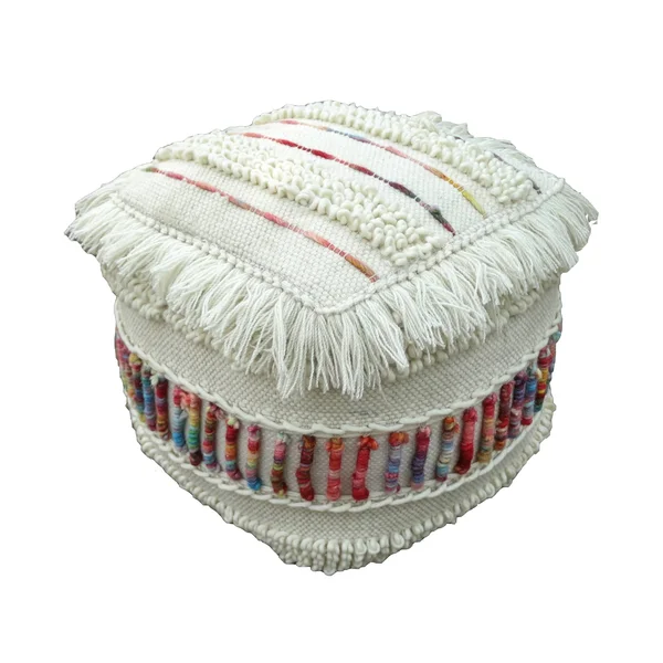 Christopher Knight Home Roth Boho Wool Pouf - Ivory and Multi-Colored