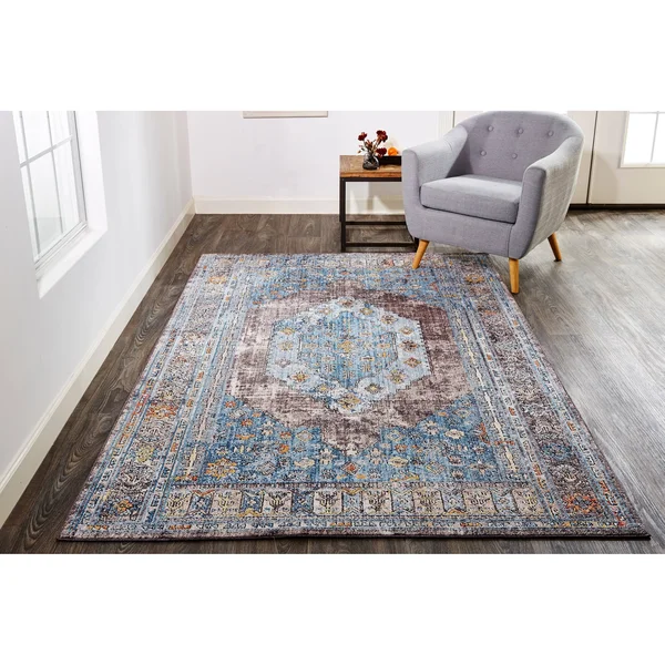 Weave & Wander Matana Blue/Multi 9&-5 inch x 12&-5 inch Area Rug
