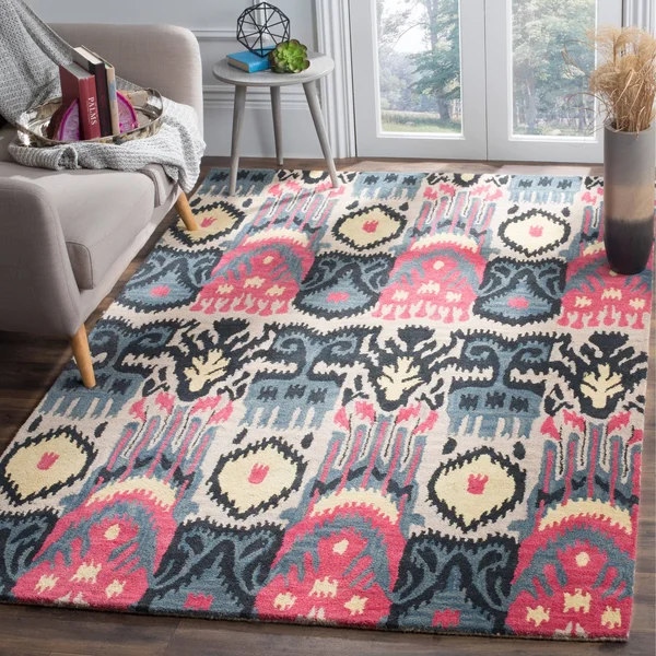 Safavieh 9& x 12& Ikat IKT466A Beige, Blue Rug