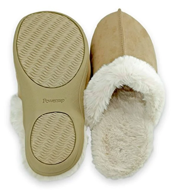 PowerStep Luxe Orthotic Slippers (Taupe) Women's Shoes