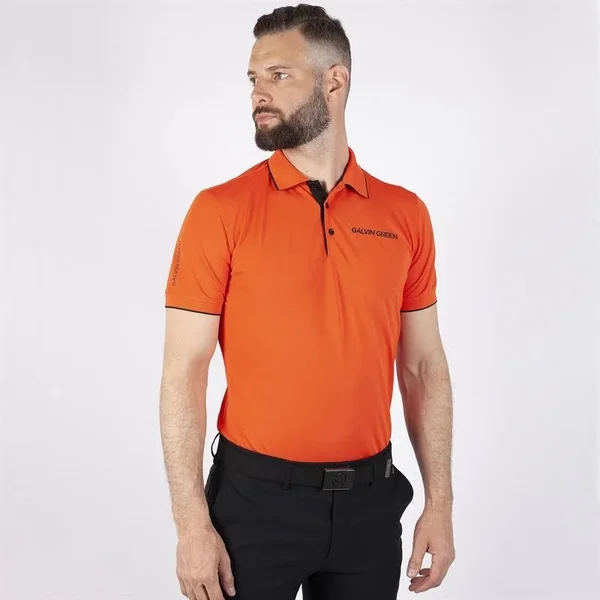 Galvin Green Marty Tour Red Orange/Black Golf Shirts Male