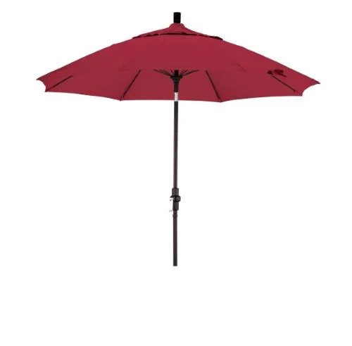 Ergode 9' Sun Master Series Patio Umbrella with Matted Black Aluminum Pole Fiberglass Ribs Collar Tilt Crank Lift with Sunbrella
