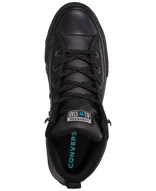 Converse Chuck Taylor All Star Street Leather Mid Mens Sneakers, 12 Medium, Black