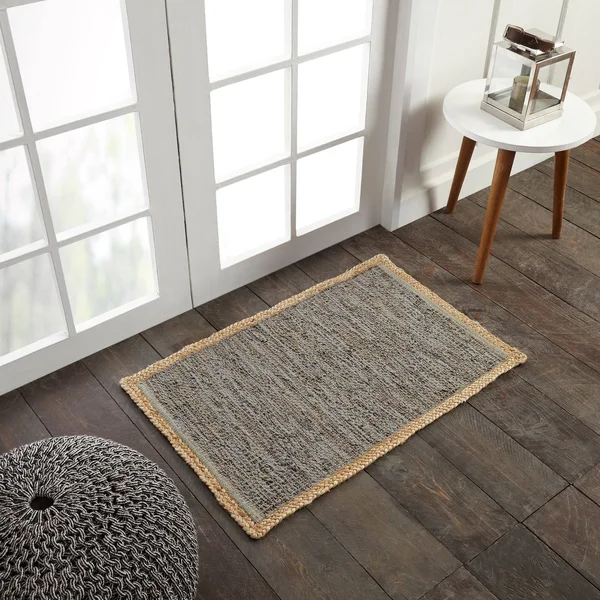Miranda Haus Hand-Woven Firma Leather Cotton and Jute Area Rug - 8& x 10& - Onyx