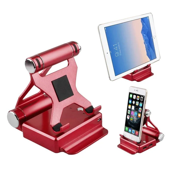 Podium Style Stand with Extended Battery Up to 200% for iPad - iPhone and Other Smart Gadgets Gold