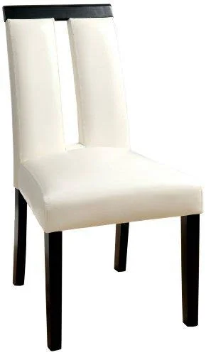 Furniture of America Brighton Leatherette Dining Side Chair, White, Set of 2