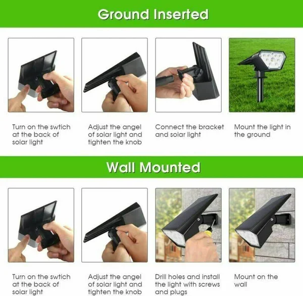 Biling Solar Spotlights Outdoor - 2-in-1 Solar Landscape Lights 12 LED Bulbs Sola