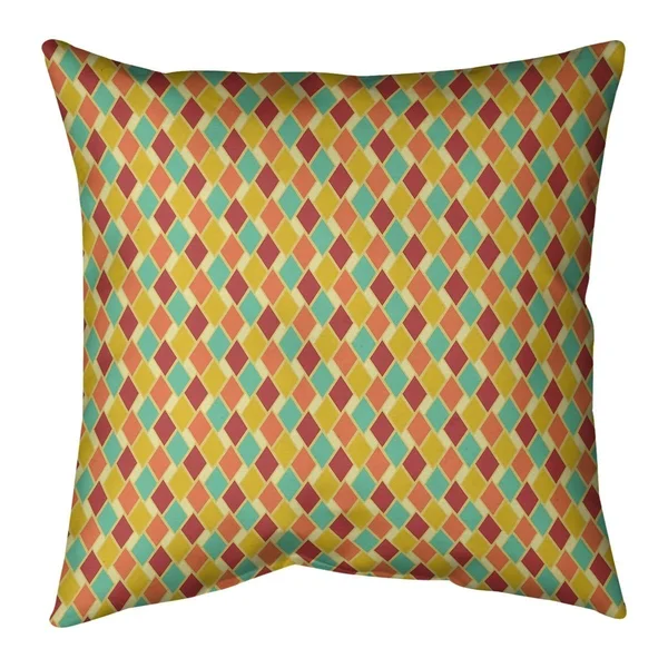 Retro Diamonds Throw Pillow - 16 x 16 - Yellow & Blue - Cotton