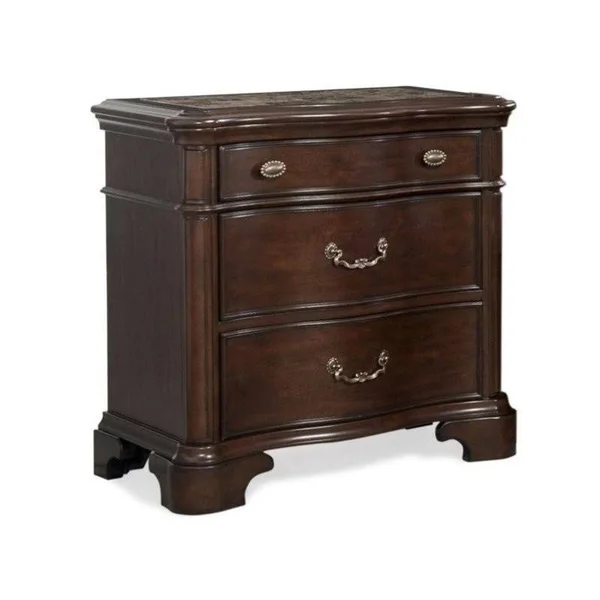 Bowery Hill Solid Wood 3-Drawer Nightstand in Rich Cherry