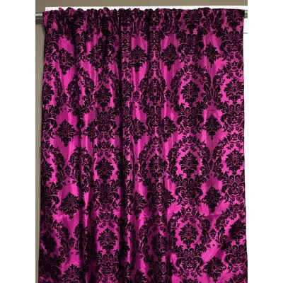 Amboy Damask Room Darkening Rod Pocket Single Curtain Panel Rosdorf Park Curtain Color: Black/Fuchsia, Size per Panel: 56x22 W x
