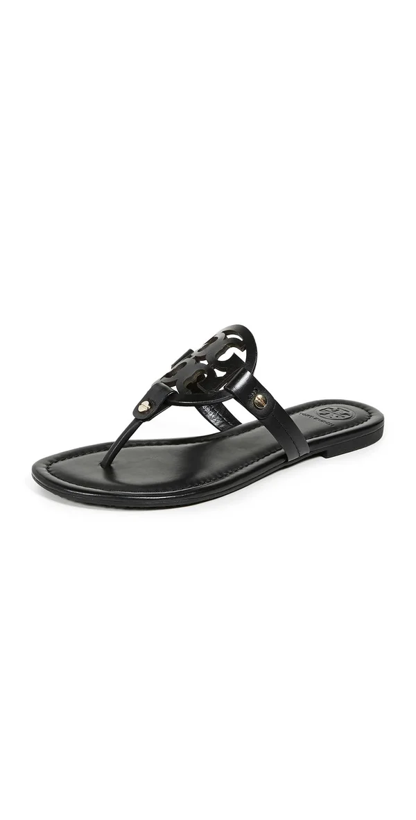 Tory Burch Ladies Black Leather Miller Sandals, Brand Size 7.5