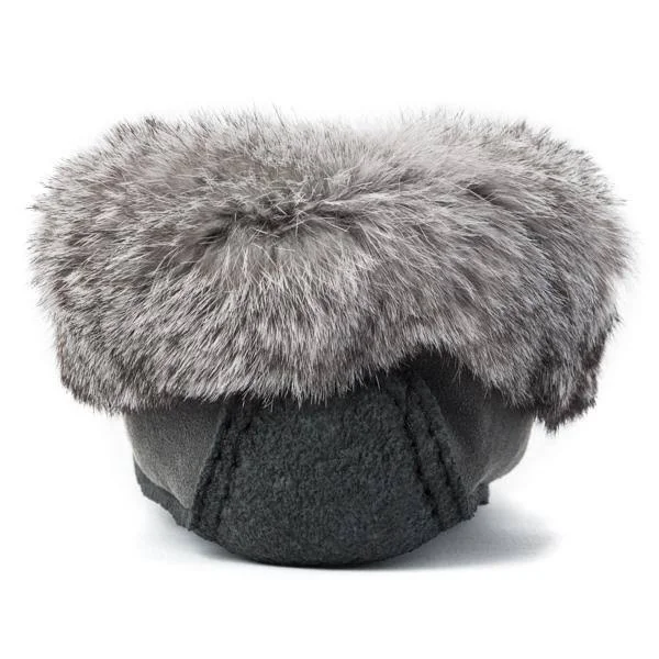 Genuine Rabbit Fur Trim Traveler Moccasin