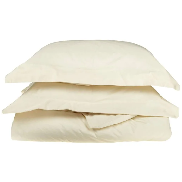 500 Thread Count 100% Cotton Solid 3-Piece Duvet Cover Set by Superior Ivory - Size: Full/Queen