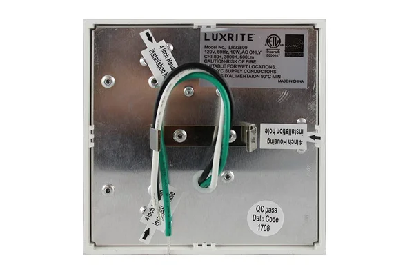 Luxrite 4 inch Square LED Flush Mount Ceiling Light - 10W, White Finish, 4000K (Cool White), 600 Lumens, Dimmable, Surface Mount