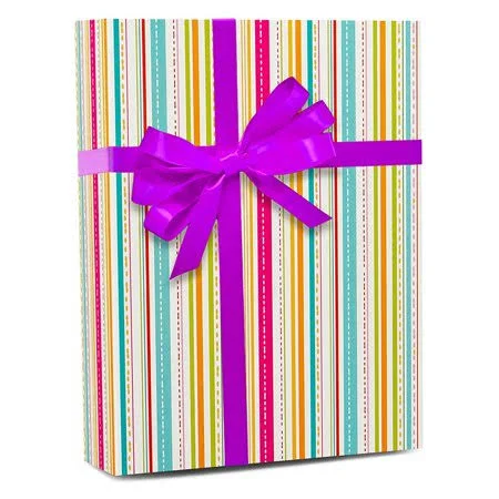 24 inch x 417' Multi Color Stripes Gift Wrap by Paper Mart - Size: 417' x 24, Quantity Of: 1