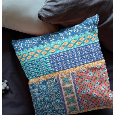 Gerton Square Pillow Cover & Insert Bungalow Rose Color: Blue/Orange, Size: 20x22 x 20