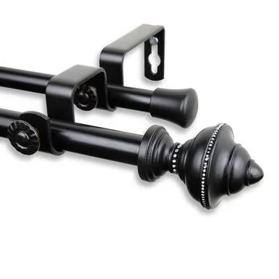 Bane Double Curtain Rod Alcott Hill Size: 84x22 - 120x22 L, Color: Black