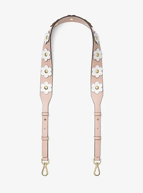 Michael Michael Kors Floral Applique Leather Shoulder Strap Pink - One Size