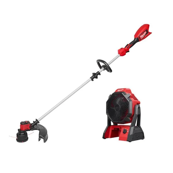 Milwaukee M18 18-Volt Lithium-Ion Brushless Cordless String Trimmer Kit with 6.0 Ah Battery, Charger and M18 18-Volt Jobsite Fan